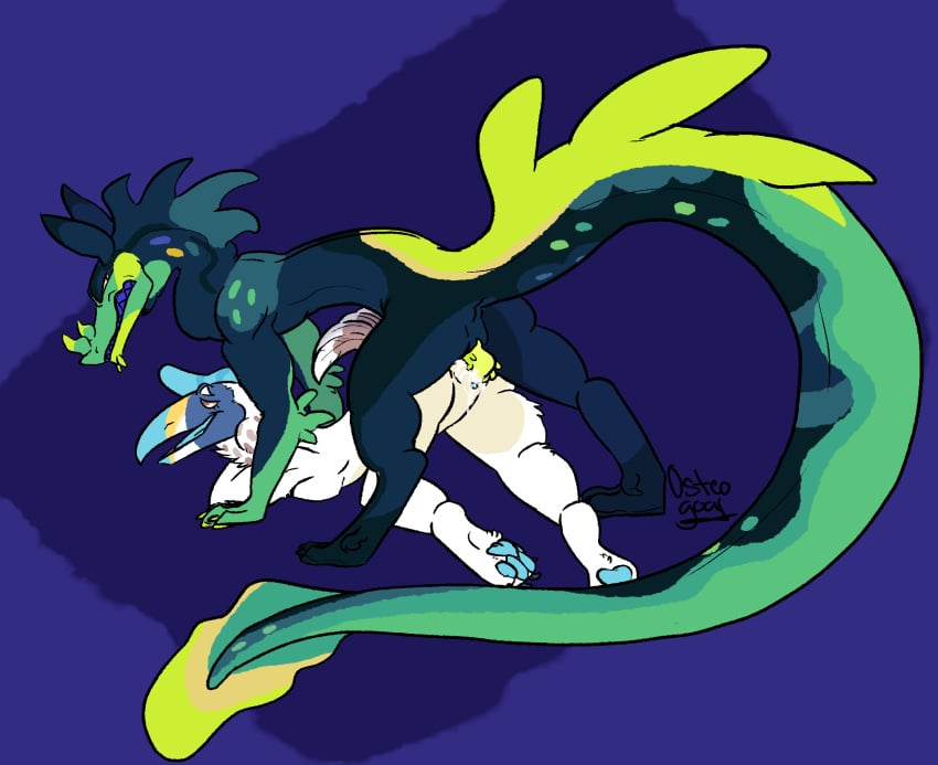 anthro ass_up avian beak big_beak bird bleu_(osteogoat) bodily_fluids breast_squish breasts bucerotiform cum cum_in_vagina cum_inside duo eel feathers female fin fish from_behind_position genital_fluids hair hi_res hornbill long_hair looking_pleasured male male/female marine moray_(osteogoat) moray_eel osteogoat pawpads paws penetration sex squish vaginal_penetration vaginal_penetration