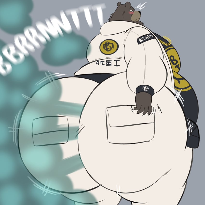 ass_bigger_than_head bear ben_bigger big_ass big_butt blush blush_lines fart fart_cloud fart_everywhere fart_fetish farting farts fat fat_ass fat_butt fat_male furry megacoolbear_(artist) scratching scratching_butt zenless_zone_zero zzz