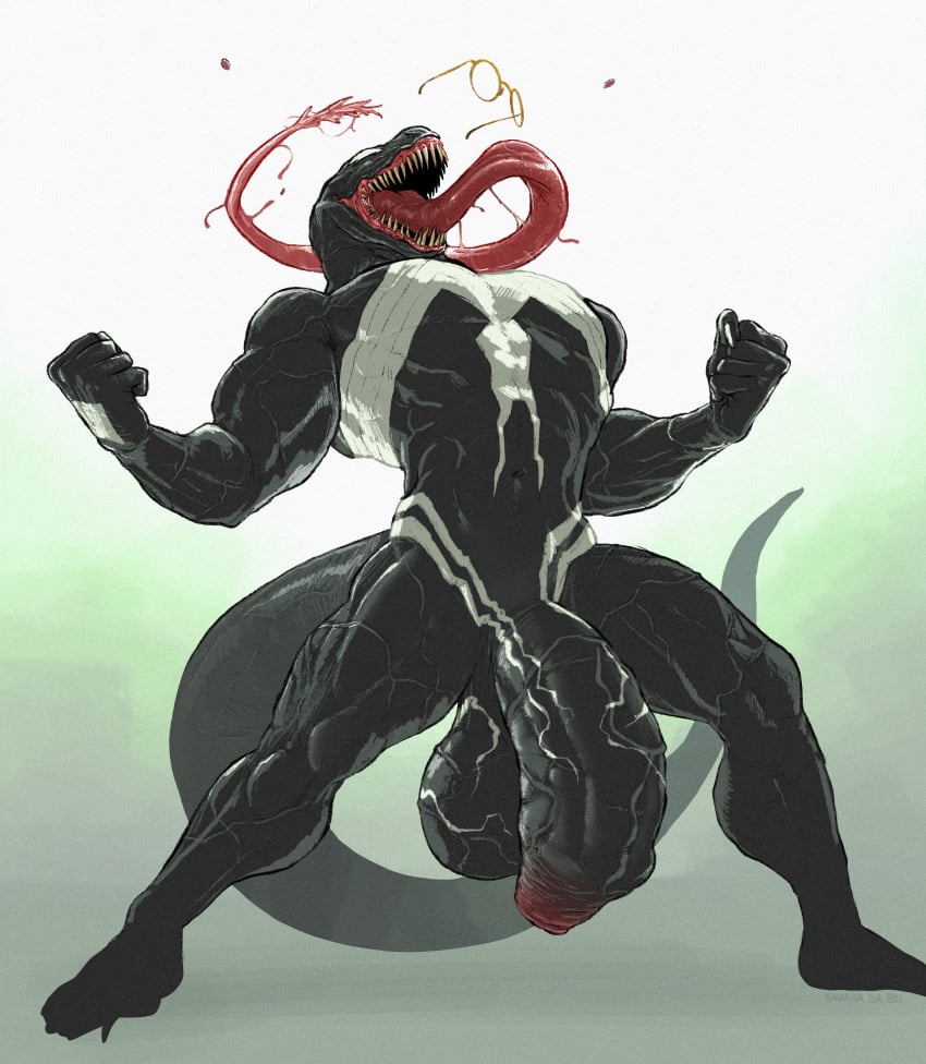 absurd_res anthro balls banana_da_boi big_balls big_muscles big_pecs big_penis black_body dinosaur erection foreskin genitals hi_res huge_balls huge_cock humanoid_genitalia humanoid_penis hyper hyper_balls hyper_genitalia hyper_penis long_tail long_tongue male marvel muscular muscular_anthro muscular_male pecs penis pose prehistoric_species reptile scalie sharp_teeth solo symbiote tail teeth thick_tail tongue tongue_out vein veiny_muscles veiny_penis venom_(marvel)