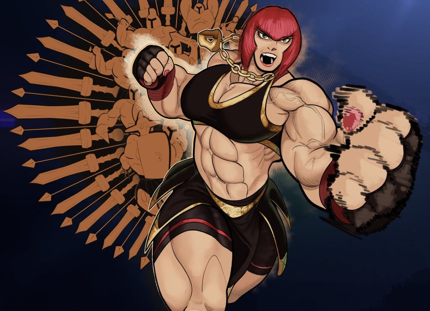 abs aggressive aggressive_female athletic athletic_female bushmannerino ginger ginger_female ginger_hair gladiator marisa_rossetti muscular_arms muscular_female muscular_legs muscular_thighs newgrounds newgrounds_username pankration punch punching red_hair short_hair street_fighter street_fighter_6 vascular veiny_muscles