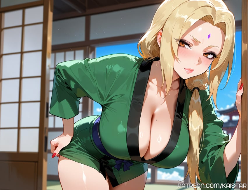 1girls ai_generated bending_forward bending_over bent_over big_breasts big_breasts blonde_female blonde_hair blonde_hair blonde_hair_female breasts breasts cleavage female female_focus female_only huge_boobs huge_breasts kaistar large_boobs large_breasts light-skinned light-skinned_female light_skin looking_at_viewer milf mommy naruto naruto_(series) naruto_shippuden neutral_expression patreon solo solo_female solo_focus tsunade white_skin white_skinned white_skinned_female