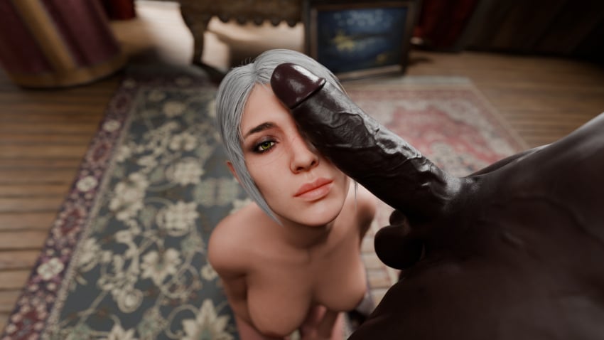 3d baldur&#039;s_gate baldur&#039;s_gate_3 big_penis big_penis_adoration cock_worship dark-skinned_male derpderp green_eyes interracial interracial_sex looking_at_viewer penis_on_face shadowheart white_hair white_hair_female
