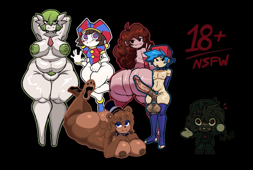 1boy 1femboy 4girls balls big_ass big_breasts big_butt big_penis boyfriend_(friday_night_funkin) cally3d chubby chubby_female cryptiacurves five_nights_at_freddy's fnf freddy_(fnaf) fredina's_nightclub fredina_(cally3d) friday_night_funkin gamefreak gardevoir genderswap_(mtf) girlfriend_(friday_night_funkin) glitch_productions hands_behind_head laying_on_stomach naked naked_female naked_male newgrounds nintendo nsfw_lies nude nude_female nude_male peace_sign pokémon_(species) pokemon pokemon_(species) pomni_(the_amazing_digital_circus) pubic_hair rule_63 rule_63 tagme the_amazing_digital_circus twerking waving waving_at_viewer