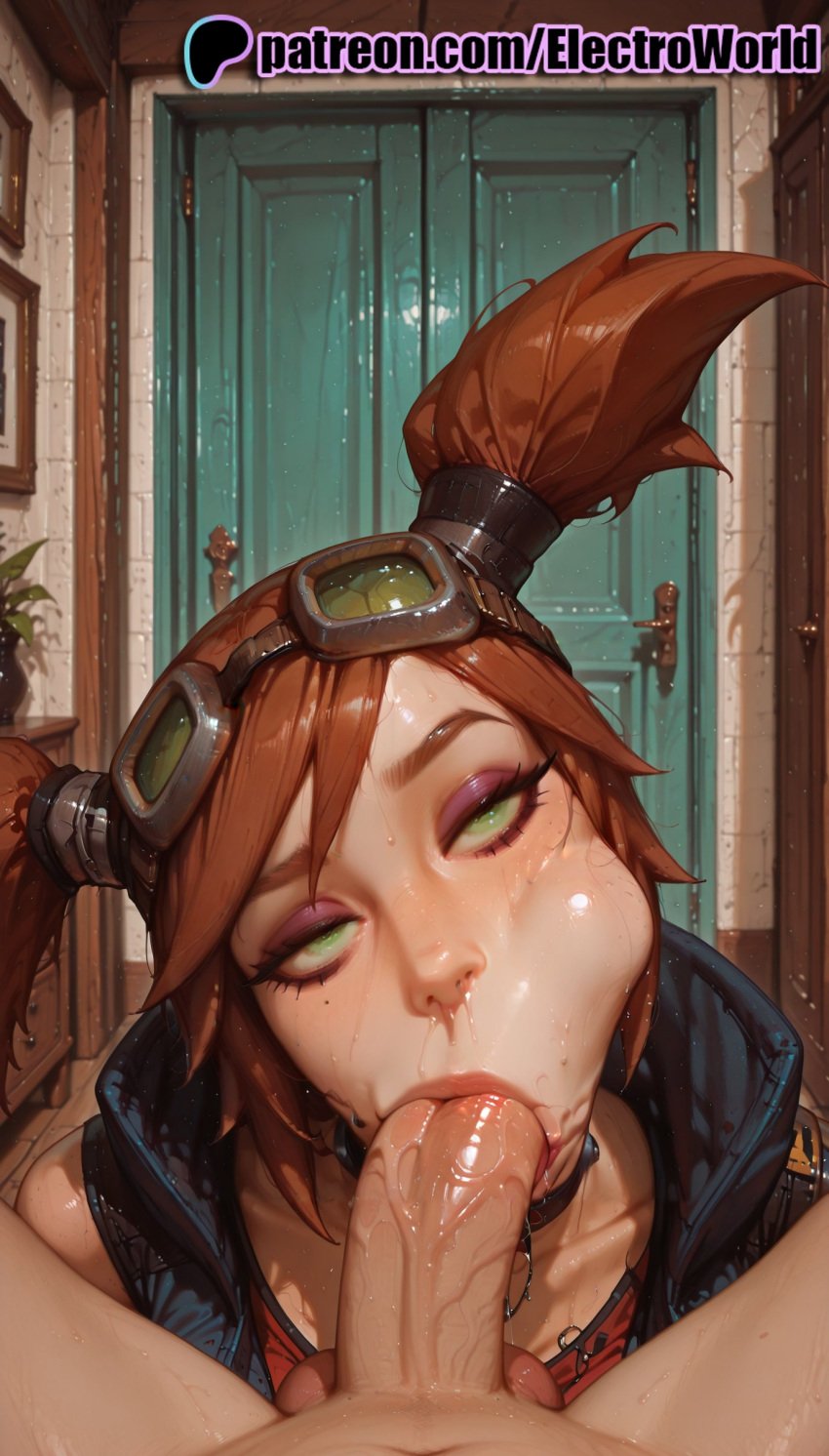 1boy 1girls 2025 :&gt;= ai_generated artist_name blowjob blowjob_face bookshelf borderlands borderlands_3 cock dick electroworld fellatio female gaige_(borderlands) goggles goggles_on_head green_eyes hi_res high_quality high_resolution highres licking lips oral oral_sex patreon patreon_username penis pov solo_focus stable_diffusion straight sucking uncensored watermark