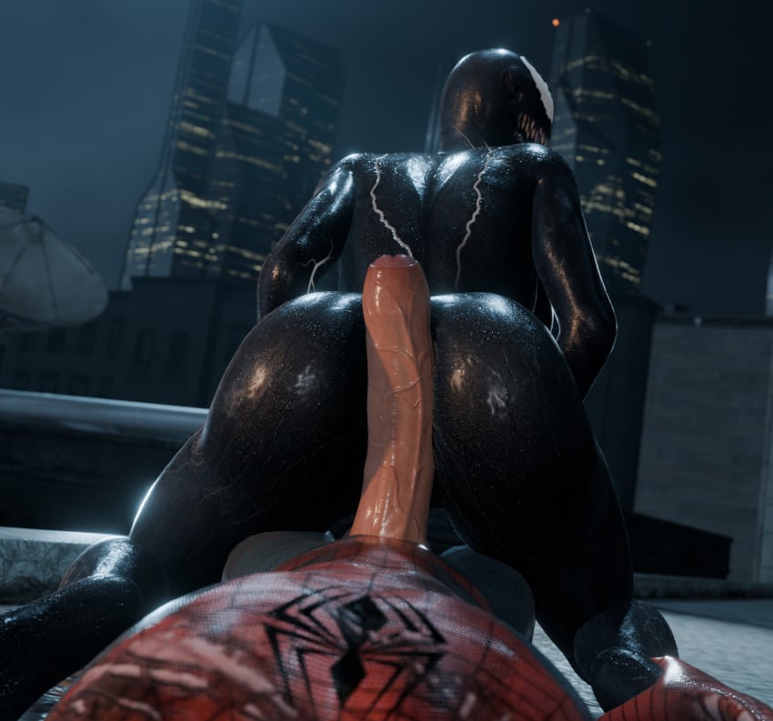 3d assjob big_ass blender city_background female_domination female_on_top grabbing_ankles hotdogging huge_cock looking_back male male/female marvel marvel_comics night penis_between_ass penis_between_cheeks peter_parker pov reverse_cowgirl_position scars she-venom spider-man spider-man_(series) straight symbiote varodai venom