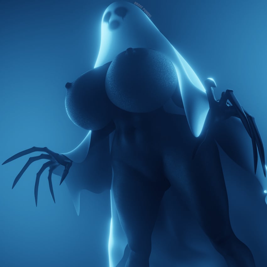 3d big_ass big_breasts big_hips claws costume drakepowers ghost halloween halloween_2024 left_4_dead left_4_dead_2 monster_girl nightmare_waifu sheet_ghost voluptuous witch_(left_4_dead) zombie zombie_girl