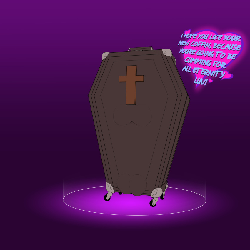 coffin cross dialogue dixieduckart encasement english_text halloween purple_background text wheels