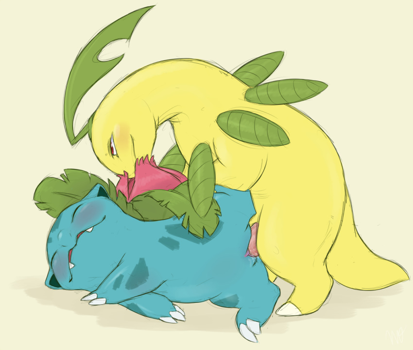 bayleef duo female feral feral_on_feral flower happy happy_sex ivysaur lying male melvismd nintendo on_side penetration penis plant pokémon_(species) pokemon pokemon_(species) pokemon_gsc pokemon_rgby pussy sex sloppy_sideways smelling_flower smile straight vaginal_penetration video_games