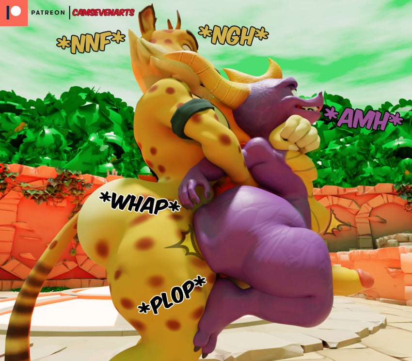 anal_sex anus ass balls booty_sex butt_sex camseven cum hunter hunter_(spyro) penis rough_sex size_difference spyro spyro_the_dragon thicc_butts