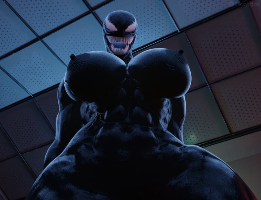 big_breasts breasts female huge_breasts humanoid looking_at_viewer marvel marvel_comics muscular muscular_female sassyrdos she-venom solo venom_(marvel)