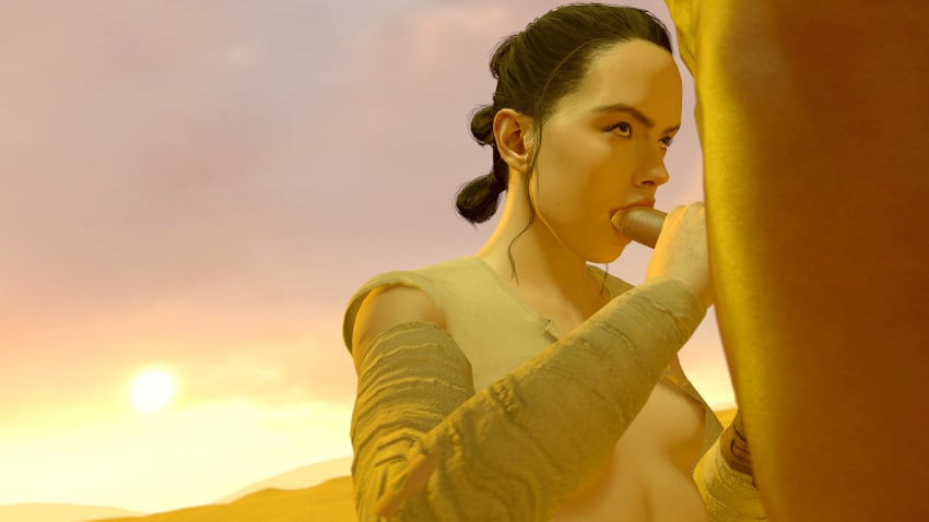 3d daisy_ridley dark-skinned_male desert fellatio handjob holding_balls holding_penis on_knees oral oral_penetration oral_sex passionate rey skyliner79 star_wars sucking sucking_penis sun sunlight