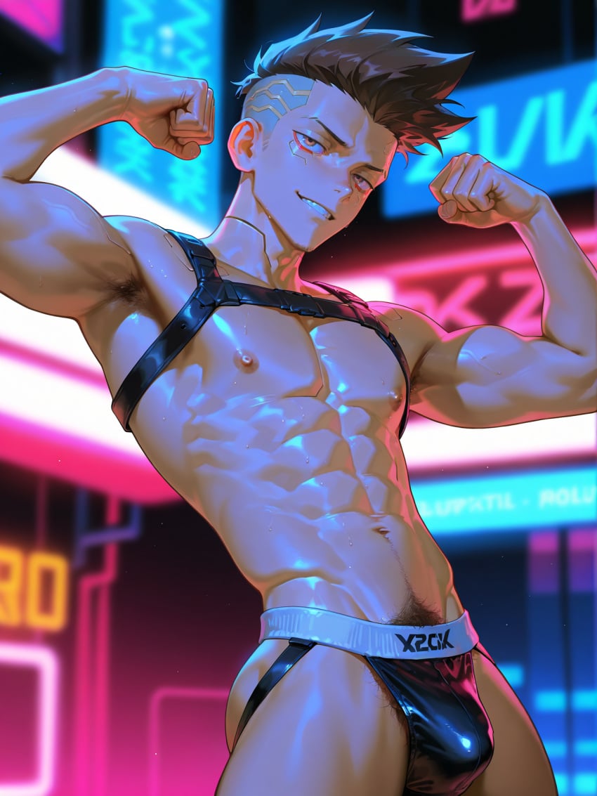 abs ai_generated cyberpunk:_edgerunners david_martinez_(edgerunners) gay provocative solo