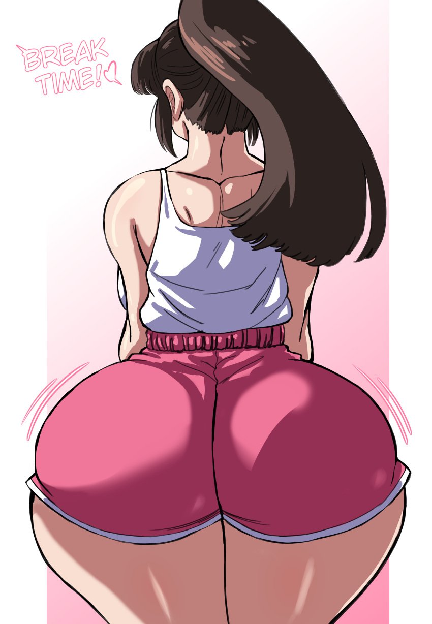 1girls ass ass_focus big_ass bottom_heavy brown_hair bubble_butt charge_sol clothing dat_ass fat_ass fatal_fury female female_only huge_ass king_of_fighters large_ass long_hair mai_shiranui massive_ass png rear_view shorts solo street_fighter street_fighter_6 tank_top text thick_ass thick_thighs thunder_thighs wide_hips