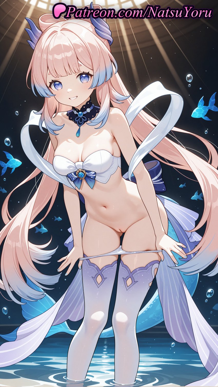 1girls ai_generated anime anime_style asian ass_visible_through_thighs bangs bare_arms bare_shoulders bikini bikini_pull blue_eyes blue_gemstone blue_hair blunt_bangs blush bow bow-shaped_hair bra breasts bust busty choker cleavage cleft_of_venus clothes_pull colored_tips detached_collar feet_out_of_frame female female_focus female_only female_solo fins fish genshin_impact gradient_hair grin groin hair_ornament hentai hi_res high_quality high_resolution highres horns labia leaning_forward light_rays long_hair looking_at_viewer medium_breasts multicolored_hair natsuyoru navel paipan panties panty_pull parted_lips patreon pink_hair pulled_by_self purple_eyes pussy sangonomiya_kokomi sidelocks smile solo solo_female standing stomach strapless strapless_bikini swimsuit tail thighhighs thighs twintails two-tone_hair uncensored underwater underwear undressing vagina very_long_hair vision_(genshin_impact) voluptuous voluptuous_female wading water white_bikini white_bra white_legwear white_panties white_thighhighs