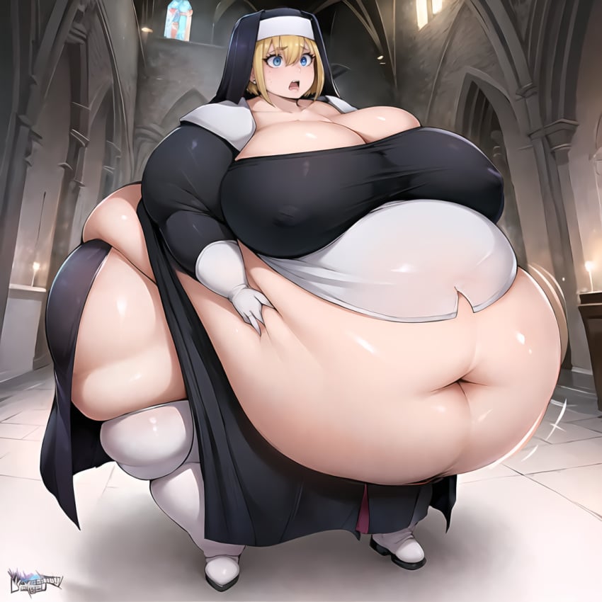 ai_generated big_belly big_breasts enen_no_shouboutai fat fire_force sister_iris_(fire_force) thick_thighs thunder_thighs