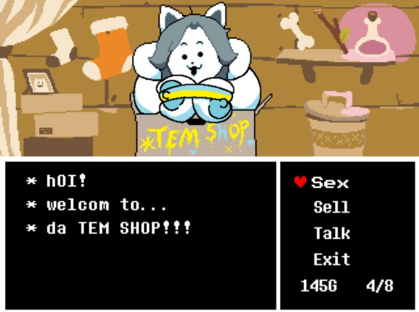 big_ass breasts catgirl editorl huge_ass pixel_art shop shopping store temmie_(undertale) tits_out undertale