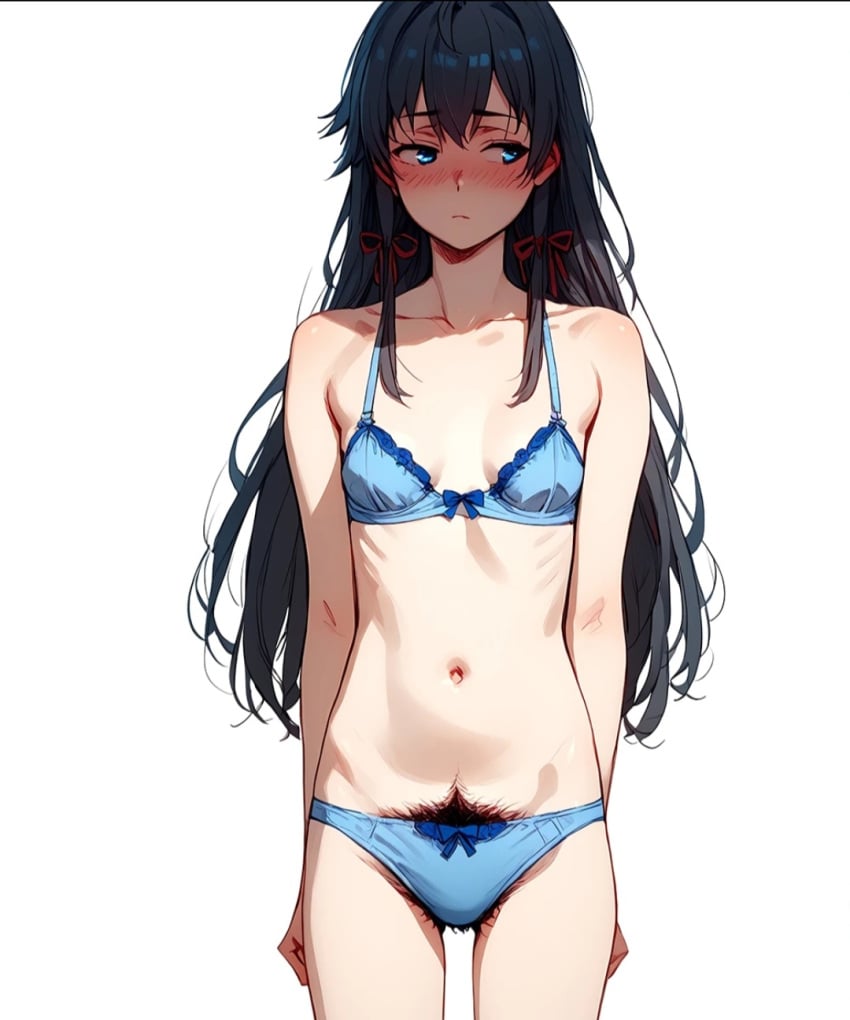 1girls black_hair long_hair phantom-art pubic_hair solo underwear