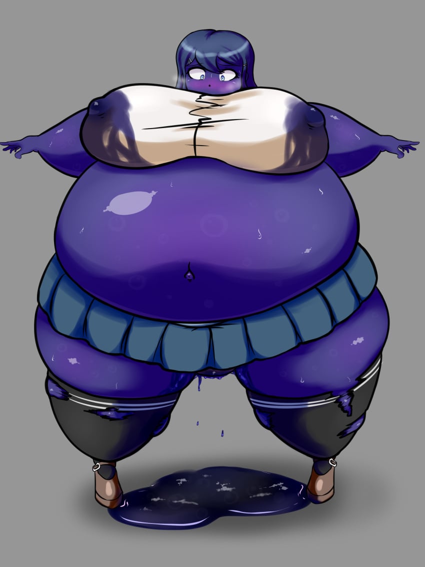 1girls ass_expansion belly_expansion big_ass big_belly big_breasts blue_hair blue_skin blue_skirt blueberry_inflation blueberry_juice breast_expansion cobaltreverie cyan_eyes danganronpa danganronpa:_trigger_happy_havoc expansion inflation lactating lactating_juice lactating_through_clothing lactation lactation_through_clothes leaking leaking_juice leaking_pussy maizono_sayaka navel nipples nipples_visible_through_clothing ripped_clothing ripped_thighhighs shirt skirt tagme thighhighs white_shirt