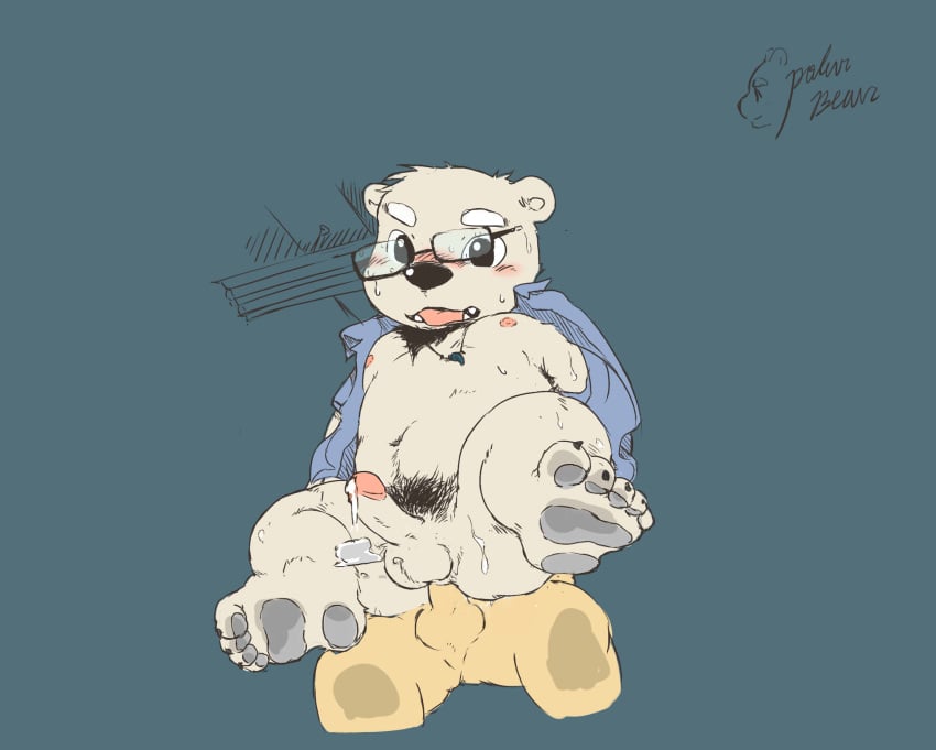 balls bear cum erection furry male mammal penis polakuma polar_bear yaoi