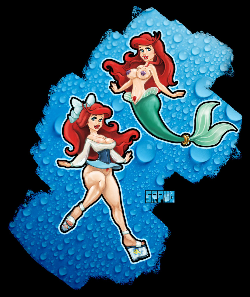 ariel big_ass big_lips bimbo blue_eyes disney exposed_nipple exposed_pussy high_heels mermaid nipples open_toe_shoes red_hair srpng the_little_mermaid thick_thighs voluptuous