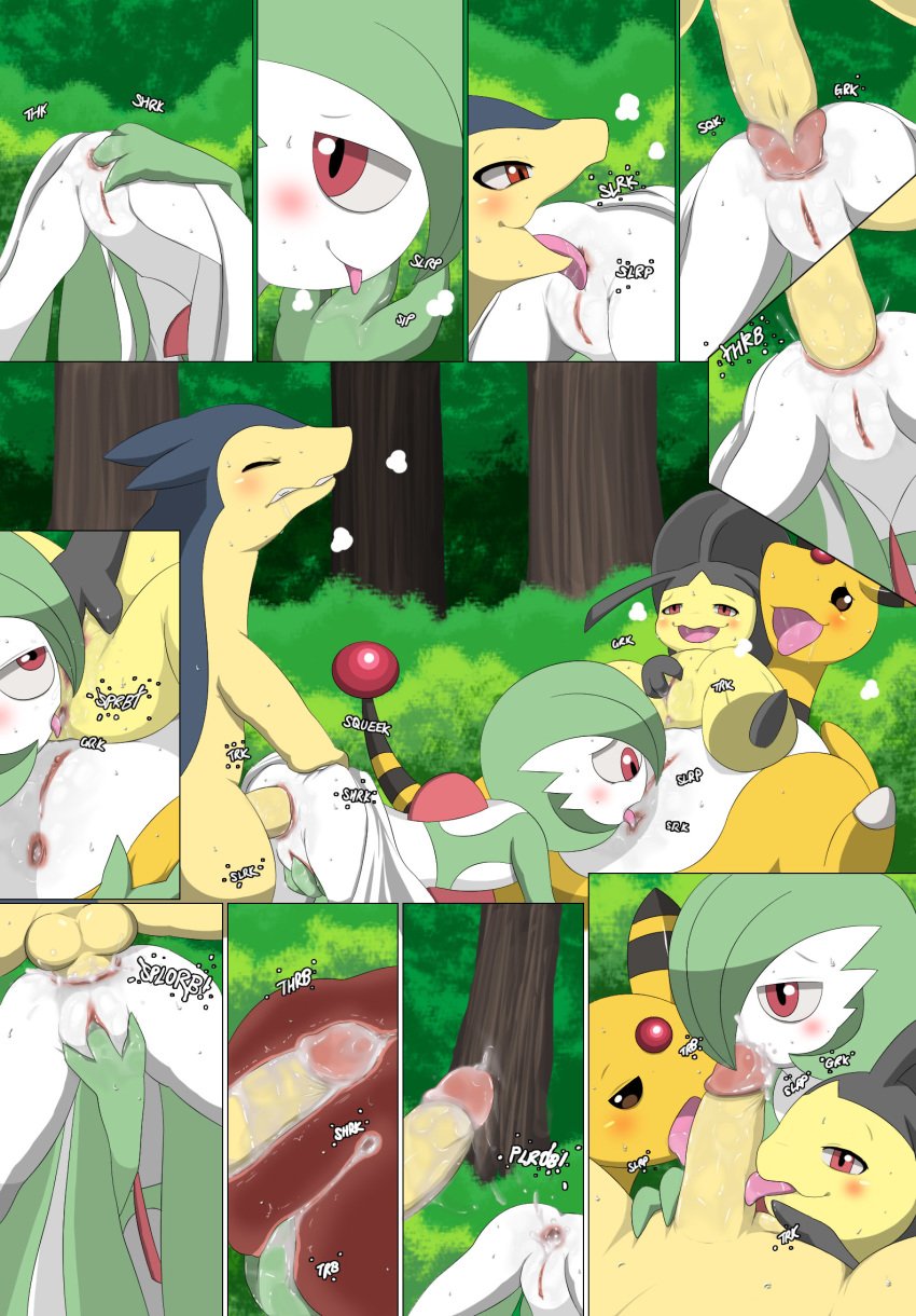 ampharos anal ass_to_mouth ball_fondling balls bisexual clearing collaborative_fellatio collaborative_licking comic cum cum_in_ass cum_in_pussy cum_inside fellatio female feral fingering flat_chest fondling foursome gardevoir group group_sex licking male mawile nintendo no_breasts oral pokemon pokemon_(species) rimming sex tongue tongue_out tree typhlosion video_games winick-lim yuri