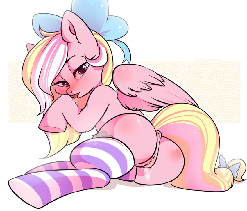 blue_eyes clothing cutie_mark equine fan_character feral horse junomaussi legwear mammal my_little_pony mylittlerainbow-time pony pussy stockings yukomaussi