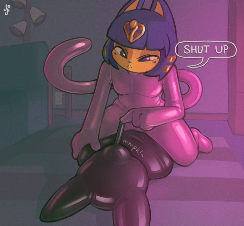 2girls angry_dom animal_crossing animal_ears animal_tail ankha asphyxiation bodysuit bondage bondage_gear breathing_heavily breathing_tube breathplay cat cat_ears catsuit dominatrix dubious_consent duo elbow_gloves feline femdom femsub gimp gimp_hood gimp_mask gimp_suit gloves joooji latex latex_catsuit latex_clothing latex_gloves latex_mask lezdom makeup muffled muffled_speech nintendo restrained restrained_arms restrained_legs sack shiny_clothes sitting_on_person skintight skintight_bodysuit tail yuri