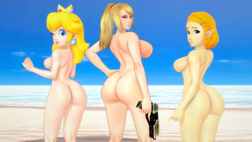 3d 3girls ass beach breasts female koikatsu mario_(series) metroid misunderstoodsecrets nude princess_peach princess_zelda samus_aran tagme the_legend_of_zelda the_legend_of_zelda:_tears_of_the_kingdom zelda_(tears_of_the_kingdom)