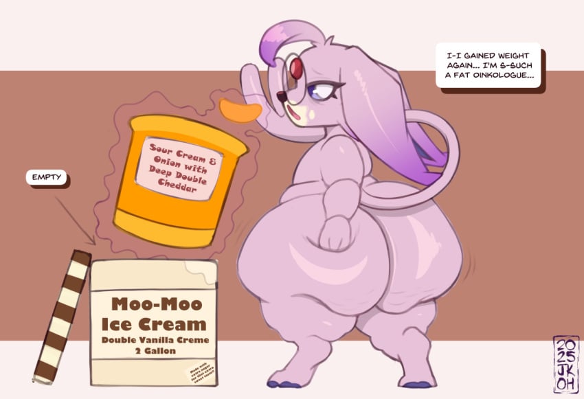 big_ass bubble_butt eeveelution espeon esper_(justkindofhere) furry huge_ass justkindofhere overweight pokemon pokemon_(species) thick_thighs weight_gain wide_hips