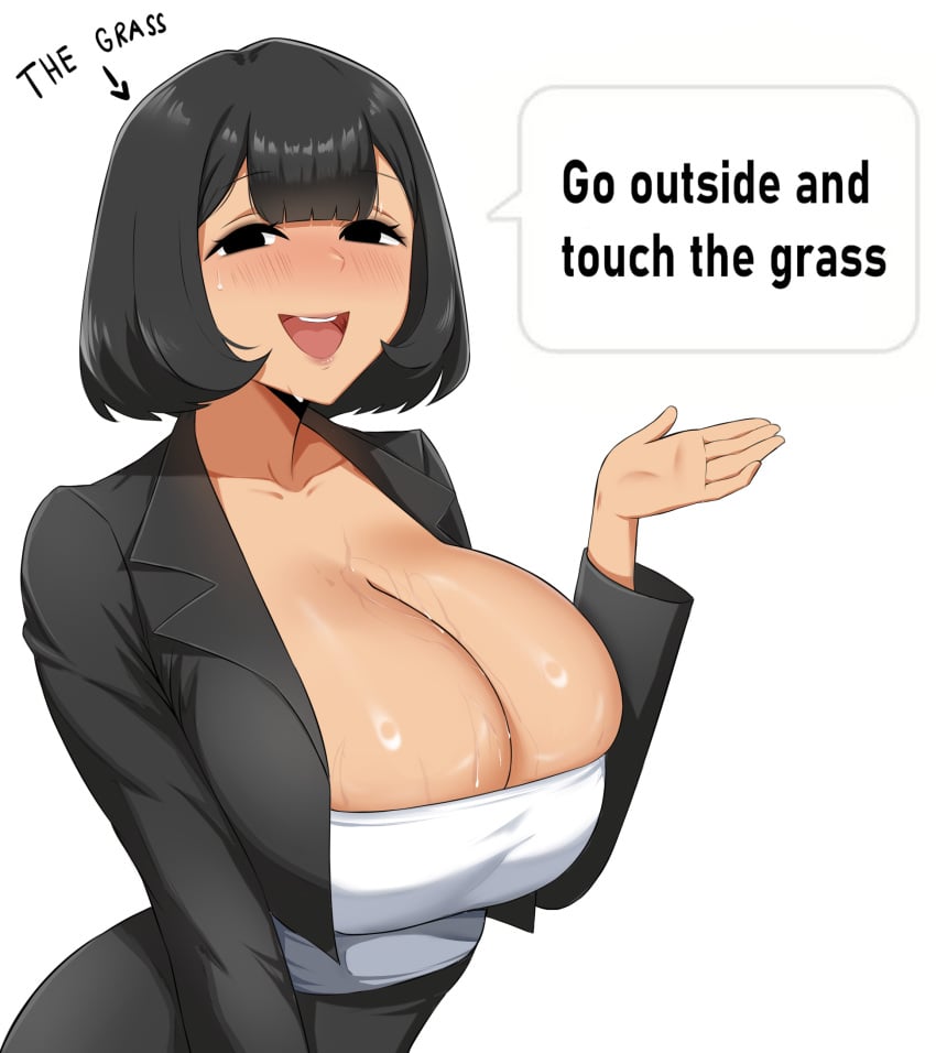 1girls big_breasts breasts chinese_text cleavage duolingo english_text female female_focus female_only gigantic_breasts huge_breasts large_breasts light-skinned_female light_skin looking_at_viewer micchan_(micchanmeido) oc original_character sintrybest_(artist) solo text