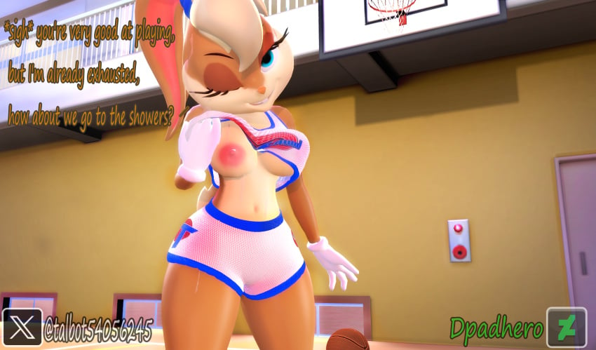 3d 3d_(artwork) ass basket basketball boobs_out breasts breasts_out bunny bunny_girl curvy curvy_figure curvy_hips curvy_thighs furry furry_female furry_only lola_bunny looking_at_viewer looney_tunes nipples sfm shorts small_boobs small_breasts smile space_jam sweat