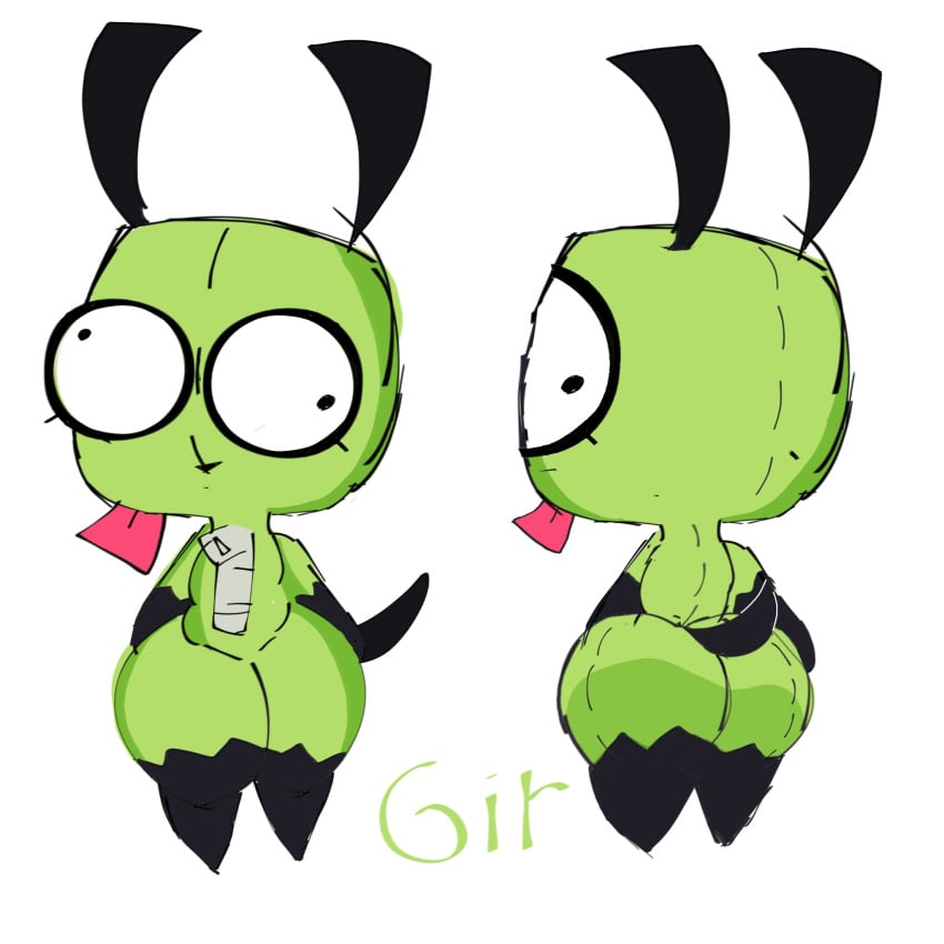 ambiguous_gender anthro ass big_butt femboy gir_(invader_zim) hi_res invader_zim lagata_(artista) male nickelodeon solo