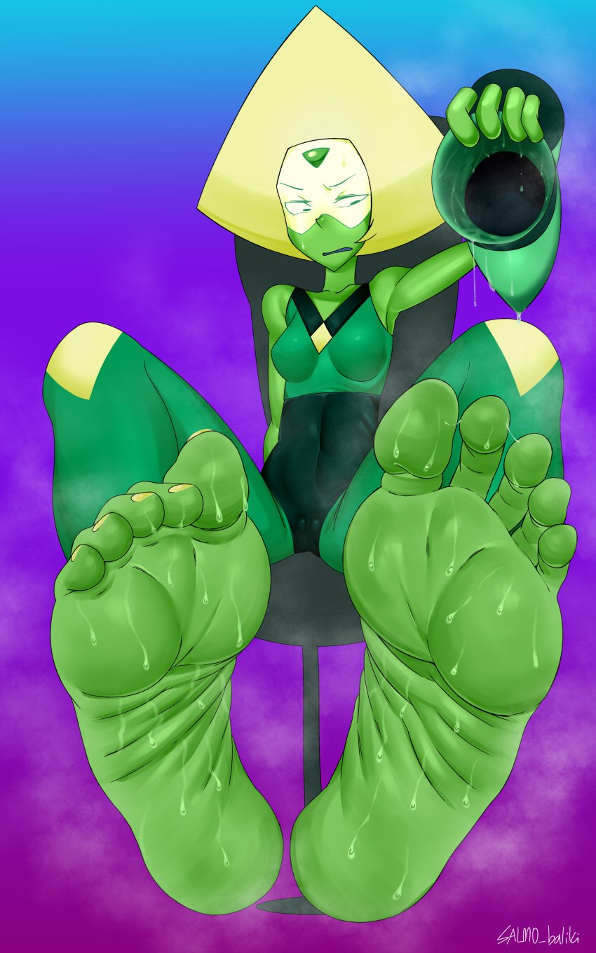 1girls barefoot boots boots_removed feet foot_fetish foot_focus footwear footwear_removed peridot_(steven_universe) salmobaliki smelly smelly_feet soles steam steamy steamy_feet steven_universe sweat sweaty sweaty_feet toes