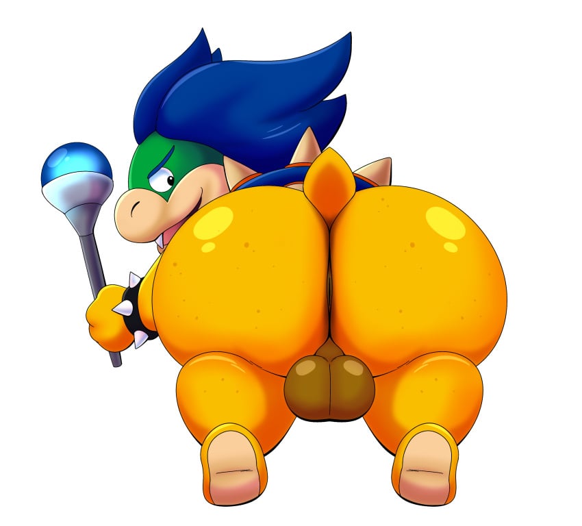 absurd_res anthro ass backsack balls bent_over big_butt bracelet darkened_balls darkened_genitalia freckled_butt freckles genitals hi_res jewelry koopa koopaling ludwig_von_koopa male mario_bros nintendo nude presenting presenting_hindquarters scalie shell solo spikes tepigfan101 wand