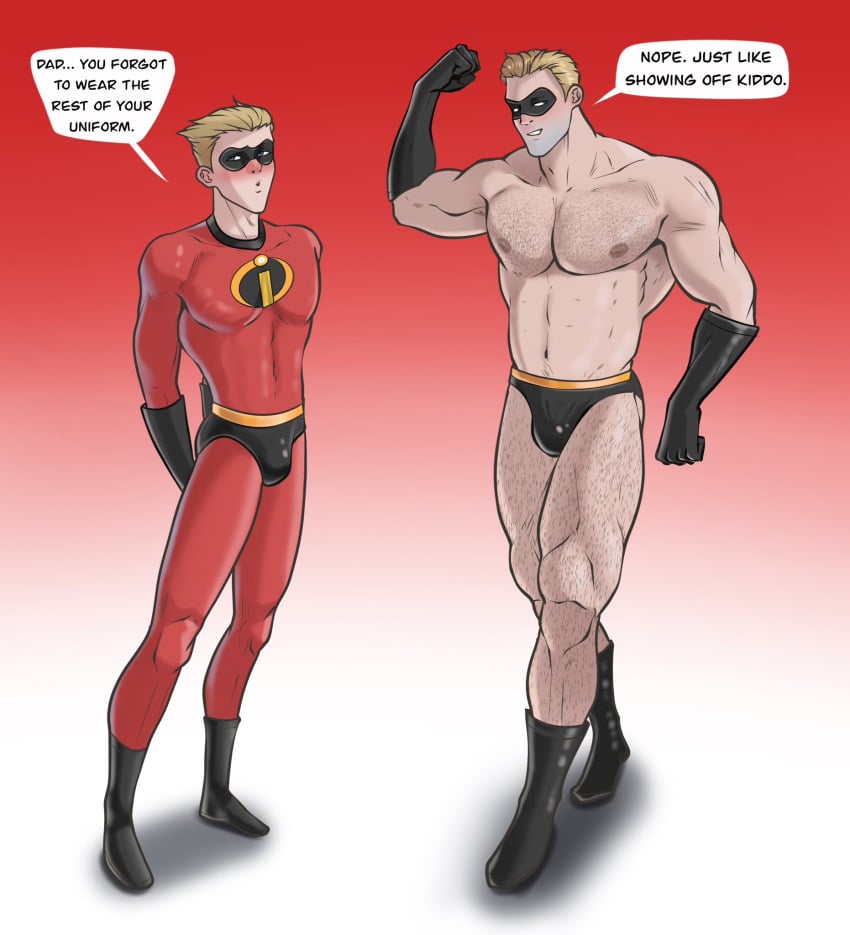 dash_parr father_and_son icarus_the_moon male male/male male_only mr._incredible pixar robert_parr showing_off the_incredibles underwear