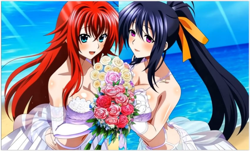 2girls ai_generated akeno_himejima girl_on_girl high_school_dxd lesbian_couple lovers married_couple rias_gremory yuri yuri yuri