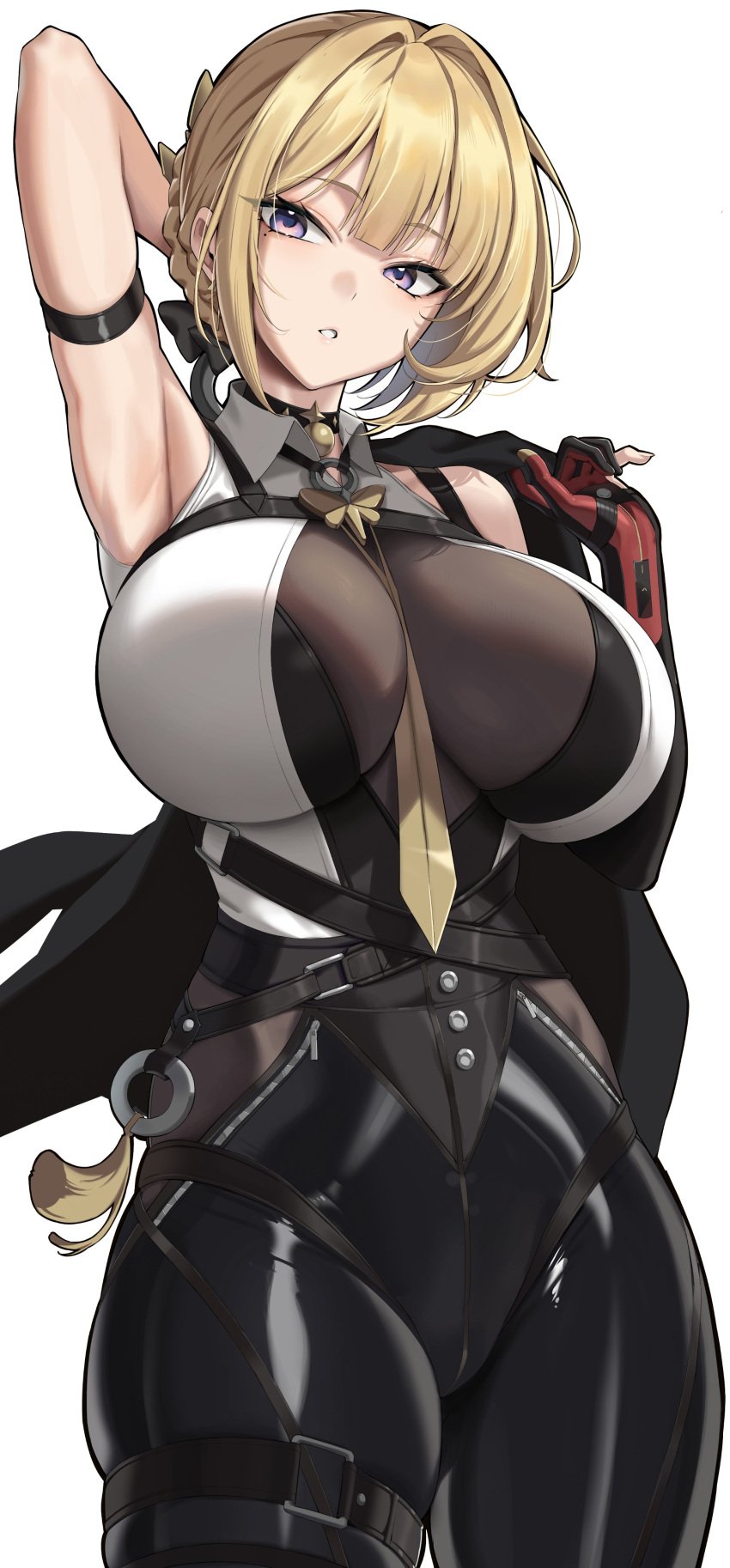 1girls ass bangs black_gloves black_pants blonde_female blonde_hair blue_eyes breasts clothed clothing corset curvy curvy_figure earrings evelyn_chevalier female female_focus female_only gloves hair hair_bun hair_clips hair_ornament hoyoverse huge_ass huge_breasts kook light-skinned_female light_skin looking_at_viewer mihoyo mihoyo_technology_(shanghai)_co._ltd. pale-skinned_female pale_skin pussy_bulge solo solo_female solo_focus stars_of_lyra tank_top thick_thighs thighs tight_clothes tight_clothing tight_fit tight_pants voluptuous voluptuous_female white_tank_top zenless_zone_zero