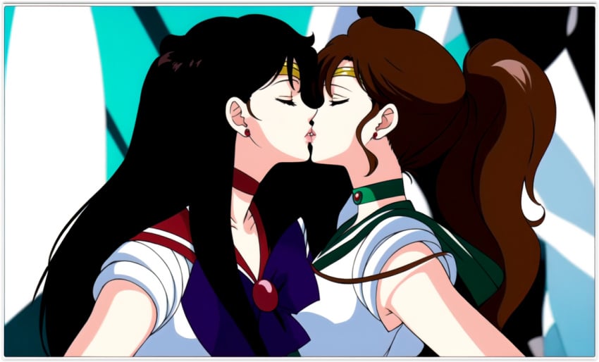 2girls ai_generated girl_on_girl kissing lesbian_couple lesbian_kiss lovers sailor_jupiter sailor_mars yuri yuri yuri