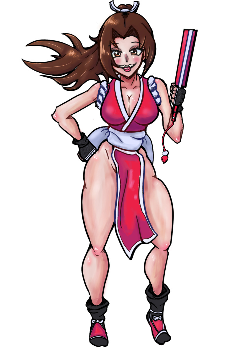 1girls big_ass big_breasts brown_eyes brown_hair busty busty_female busty_girl eldexman fatal_fury female female_focus female_only human human_only japanese_clothes light-skinned_female light_skin looking_at_viewer mai_shiranui smile smiley_face snk solo solo_female the_king_of_fighters