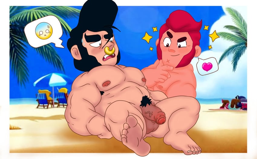 balls bara blush brawl_stars bull_(brawl_stars) colt_(brawl_stars) flaccid furrygl gay male male_only muscles muscular nose_piercing nose_ring nude penis pompadour