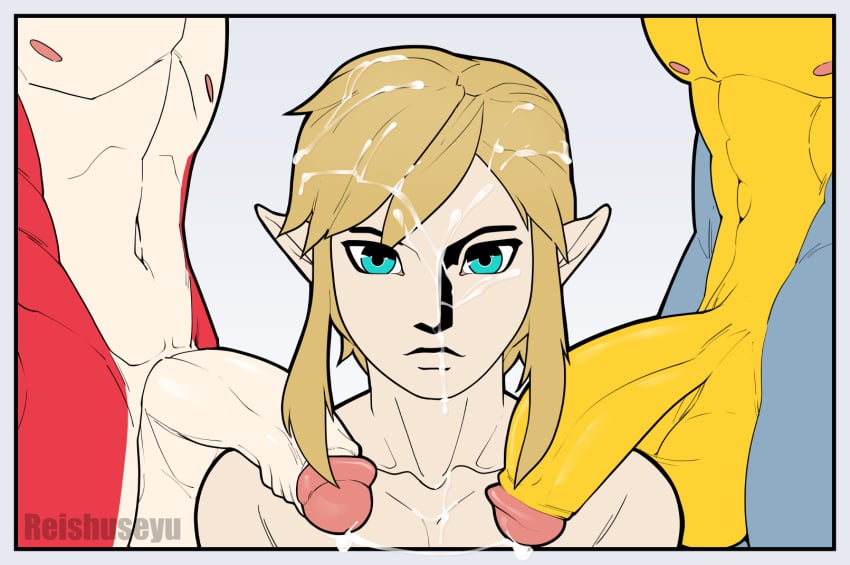 3boys breath_of_the_wild cum cum_on_face gay group group_sex humanoid humanoid_penis hylian kass_(zelda) link link_(breath_of_the_wild) male male_only nintendo penis reishuseyu rito sex sidon_(zelda) the_legend_of_zelda threesome yaoi zora