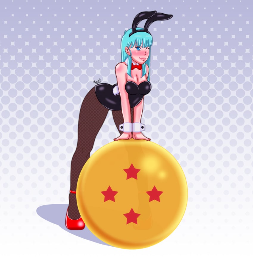 1girls big_breasts blue_eyes blue_hair blush bowtie breasts bulma_(bunny) bulma_briefs bunny_costume bunny_ears bunny_tail bunnysuit busty cleavage detached_collar dragon_ball dragon_ball_(classic) fishnet_pantyhose hourglass_figure maxiart pantyhose teenager voluptuous wink wrist_cuffs