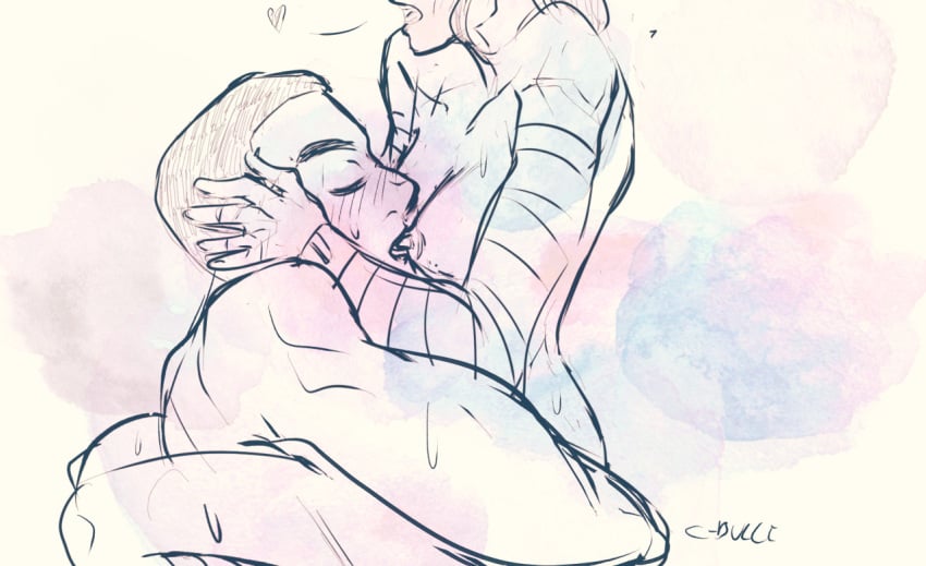1boy1girl bandaged_arm black_and_white blush crimson_bullet female finn_(star_wars) hand_on_head heart heart_symbol holding_up_female interracial licking_nipples male nipple_licking rey_(star_wars) star_wars sweat watercolor