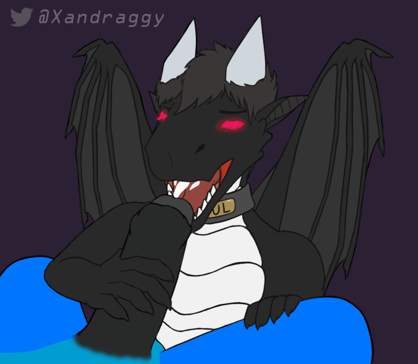 2017 anthro black_scales blue_scales blush closed_eyes collar cum cumshot dragon duo ejaculation erection fellatio horn male oral orgasm penis scales scalie sex simple_background soulthedragon uncut white_scales wings xanderg xanderg_(artist) yaoi