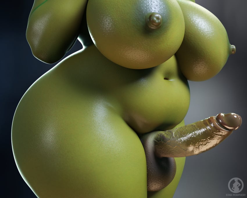 3d futanari goblin goblin_futa green_skin large_breasts large_penis star_periphery voidpilgrim