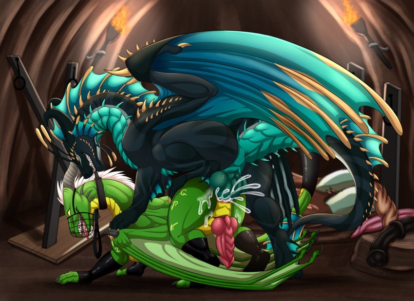anal anal_sex anus aquatic_dragon ass bdsm_gear bodily_fluids bondage bondage_furniture bondage_gear cave collar cum cum_in_ass cum_inside digital_drawing_(artwork) digital_media_(artwork) dominant dragon duo ejaculation erection european_mythology eye_roll feet feral feral_on_feral feral_penetrated feral_penetrating foot_on_butt from_behind_position genital_fluids genitals hair hi_res horn knot leash leash_in_mouth leash_pull leashed_collar male male/male male_penetrated male_penetrating male_penetrating_male marine mythological_creature mythological_scalie mythology object_in_mouth orgasm paws penetration penile penile_penetration penis restraints righin_(righin) saint_andrew&#039;s_cross scalie sex silvergrin smile squal_(yvaslo) submissive tail western_dragon wings zetsin