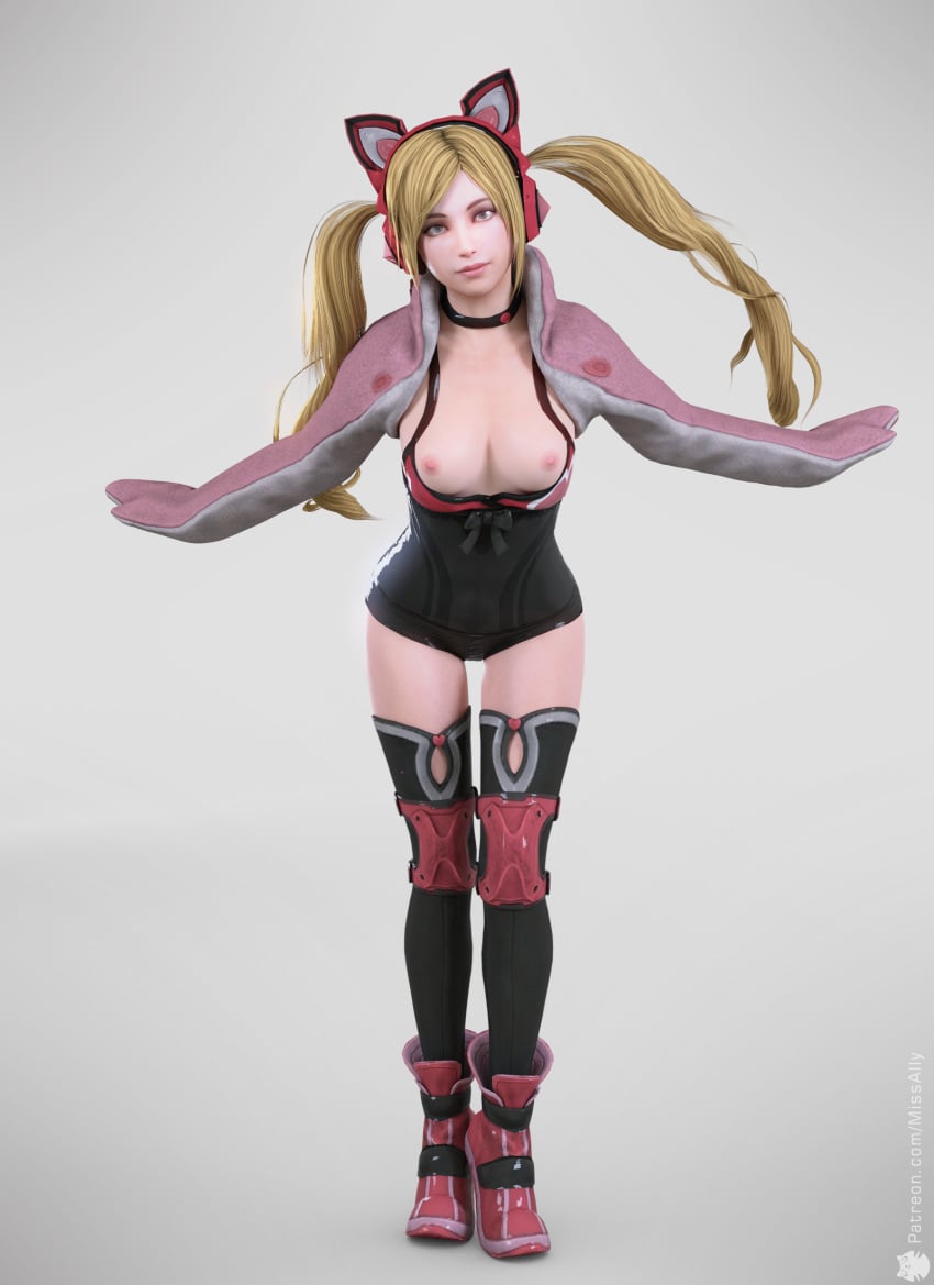 1girls animal_ear_headphones animal_ears animal_hands black_choker black_legwear black_thighhighs blonde_hair boots breasts breasts_out_of_clothes cat_ear_headphones cat_ears choker clothing exposed_breasts fake_animal_ears female female_only footwear gloves headphones high_resolution knee_pads legwear lips long_hair looking_at_viewer lucky_chloe medium_breasts missally nipples nose outstretched_arms over-kneehighs paw_gloves pink_gloves shoes smile solo standing tekken tekken_7 thigh_gap thighhighs thighs tied_hair twintails underbust