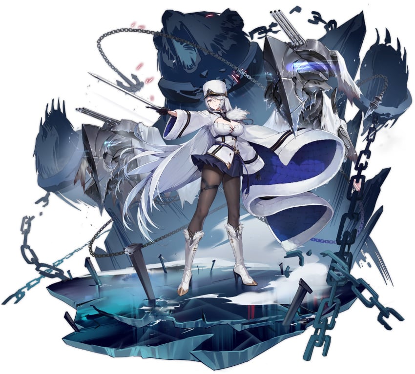azur_lane bear black_gloves black_pantyhose blue_eyes blue_skirt boots breasts cg chains cleavage closed_mouth coat female floating_hair full_body fur-trimmed_coat fur_trim gloves hair_between_eyes hair_ornament hat high_heel_boots high_heels holding ice jacket kirov_(azur_lane) large_breasts long_hair long_sleeves looking_at_viewer machinery military military_hat military_uniform miniskirt necktie official_art outstretched_arm pantyhose peaked_cap pleated_skirt purple_eyes rigging shirt skirt smile solo standing sword thigh_strap transparent_background turret very_long_hair weapon white_coat white_footwear white_hair white_headwear wide_sleeves