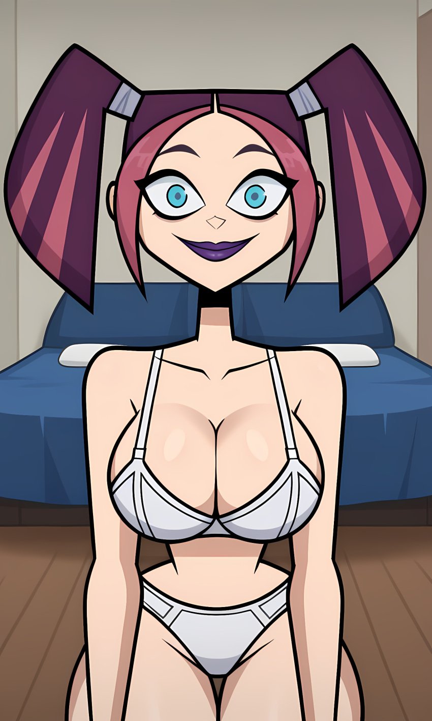 ai_generated bonnieaiart breasts female female_only nai_diffusion scary_girl_(tdi) solo stable_diffusion total_drama_island twintails white_skin