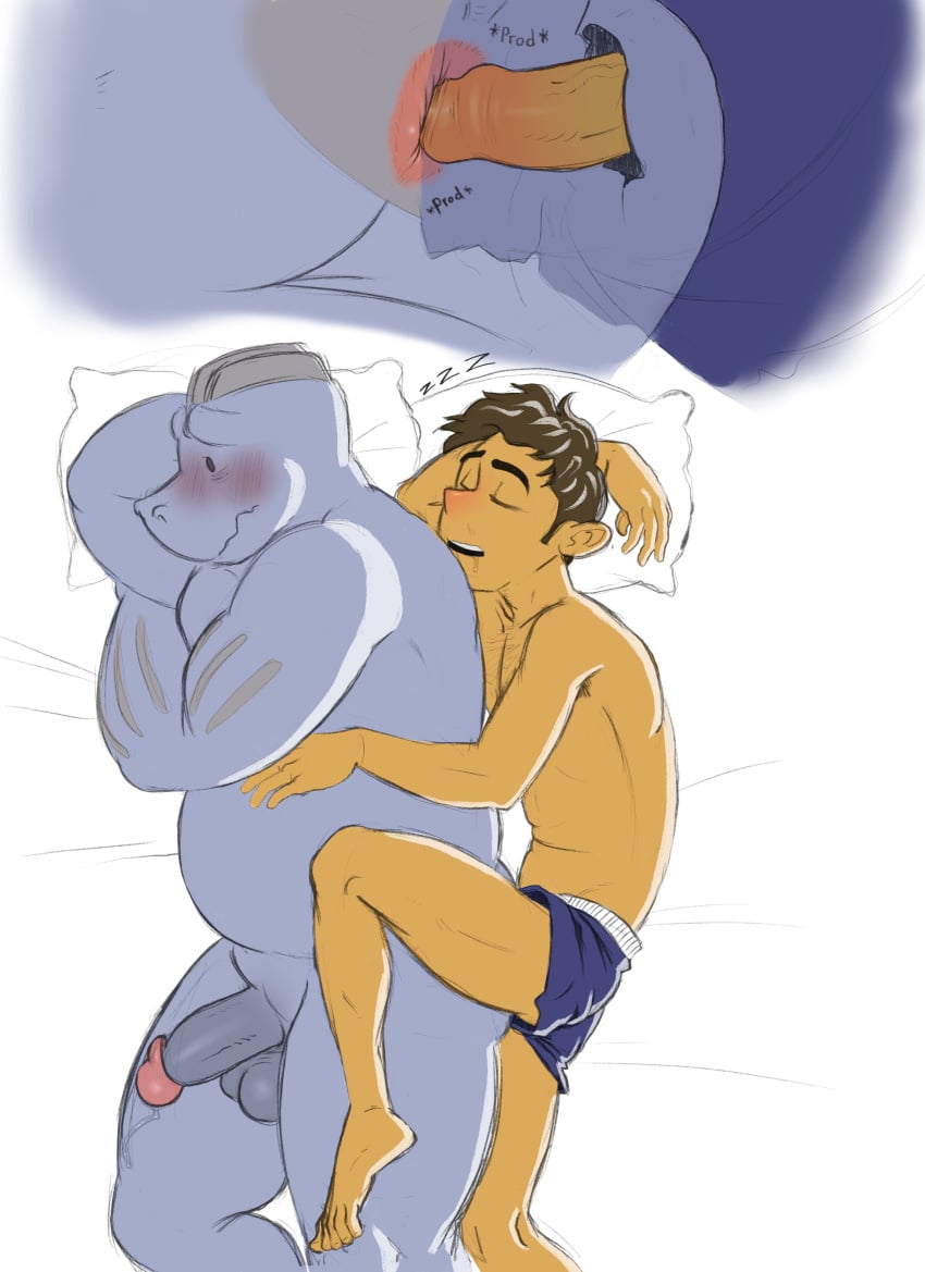 2boys anal animal_genitalia animal_penis anus ass bestiality gay machoke male_focus male_only pokemon pokemon_(species) pokemon_trainer pokephilia size_difference sleeping tush tush_(artist) zoophilia